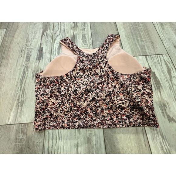 Athleta Pink Black Speckled Conscious Crop Bra Racerback Tank Top Size M - Picture 10 of 13